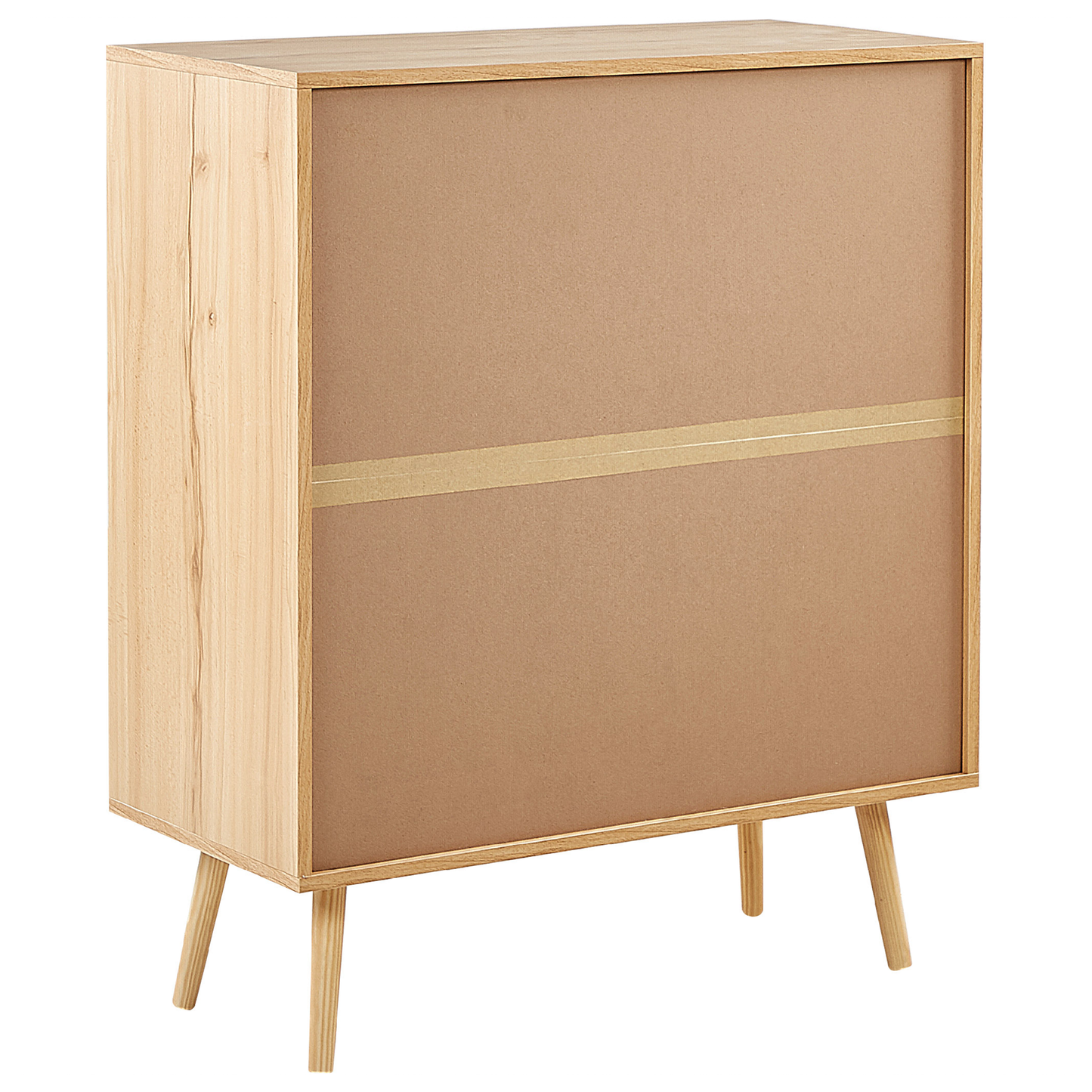 Light Brown 4 Drawer Chest With Rattan Front Drawers Boho Style Sideboard