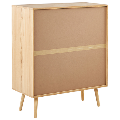 Light Brown 4 Drawer Chest With Rattan Front Drawers Boho Style Sideboard