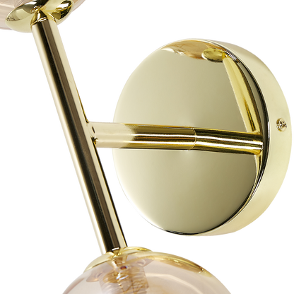 Wall Lamp Gold Steel Glass 2 Lights Modern Ceiling Light
