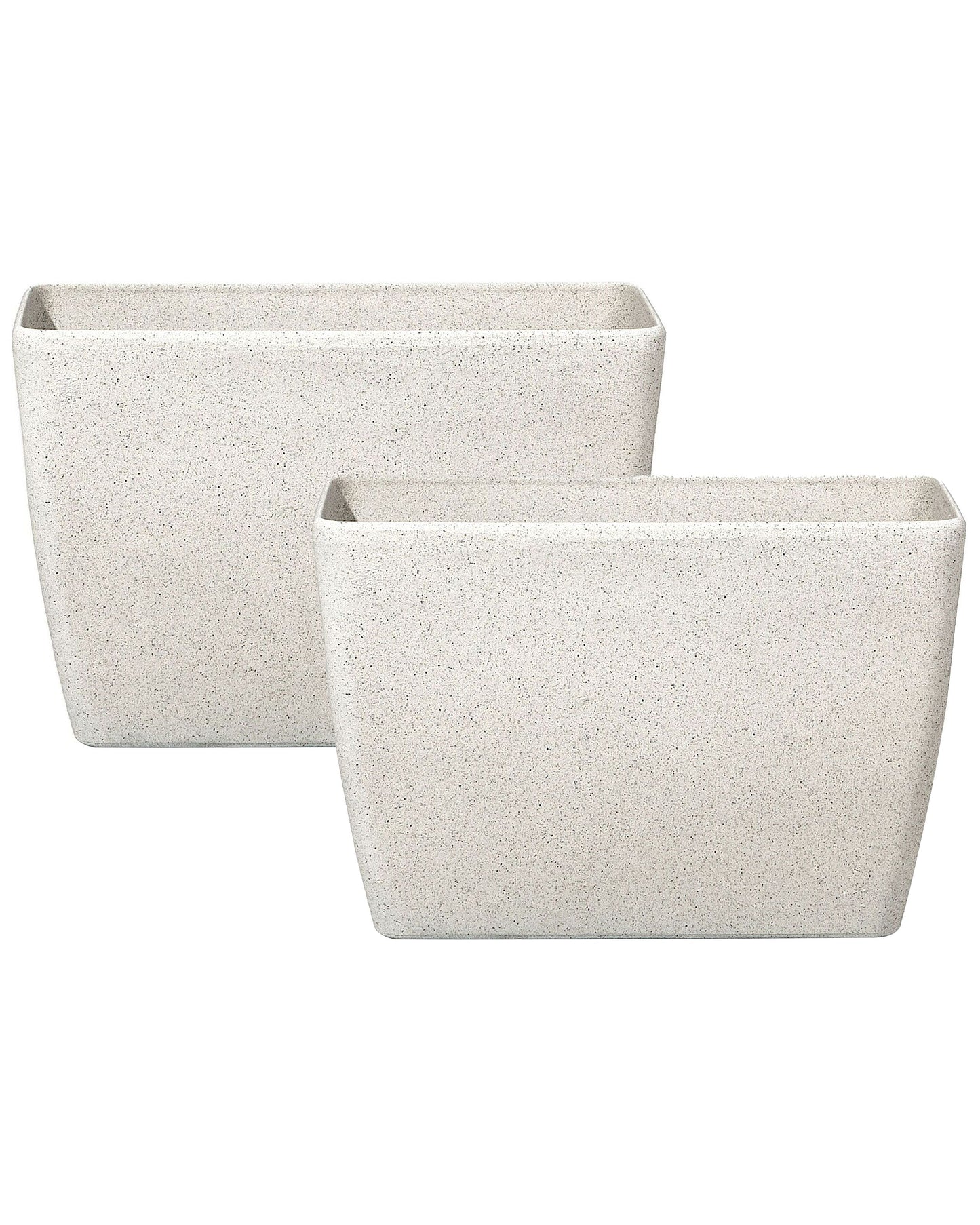 Beige Stone Plant Pots Set of 2 60 x 27 x 41cm Modern Outdoor