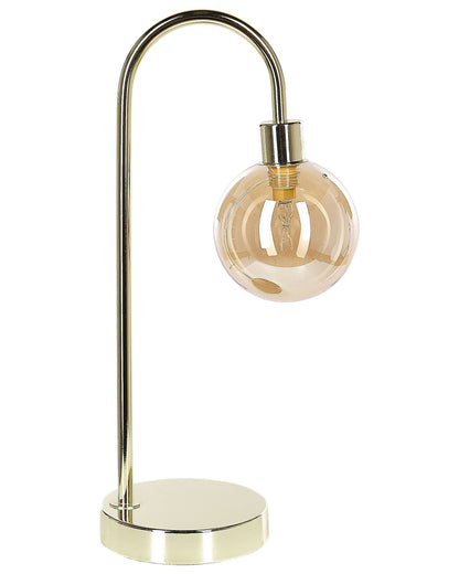 Table Lamp Gold Steel Glass Shade Modern Glam