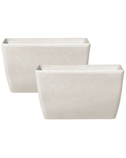 Beige Stone Planter Set 74 x 32 x 45cm Minimalist Outdoor