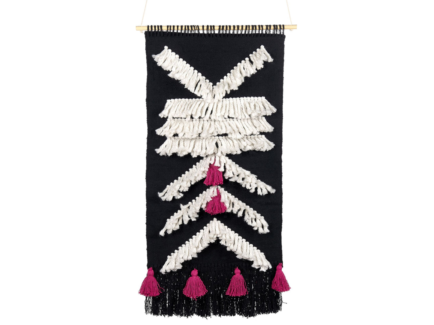 Handwoven Tassel Wall Hanging Geometric Decor Black White