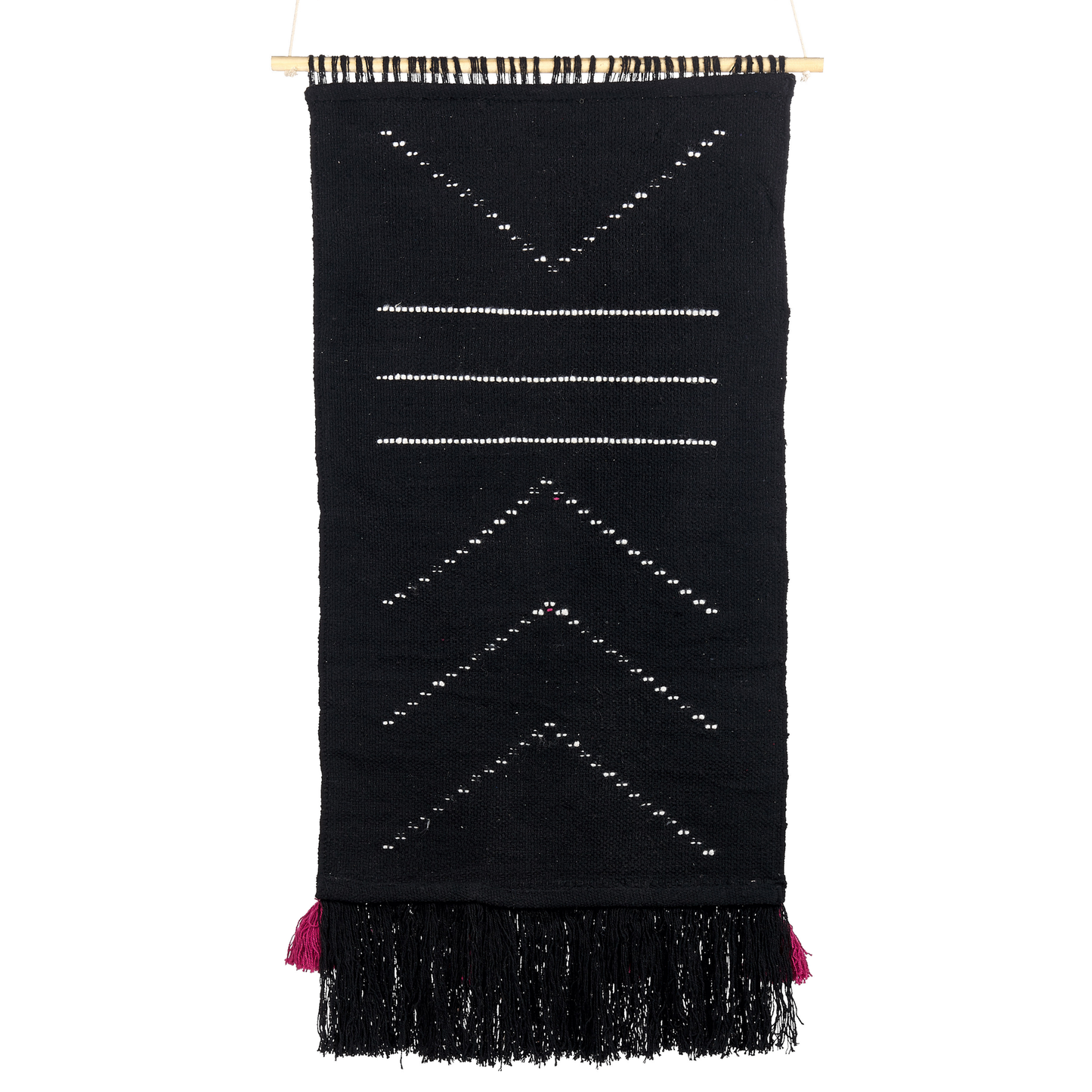 Handwoven Tassel Wall Hanging Geometric Decor Black White
