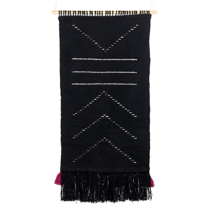 Handwoven Tassel Wall Hanging Geometric Decor Black White