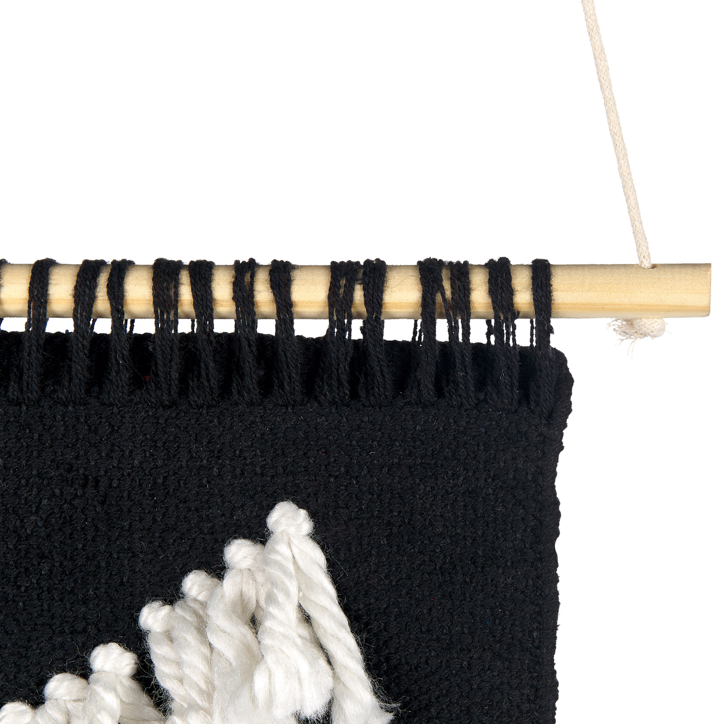 Handwoven Tassel Wall Hanging Geometric Decor Black White