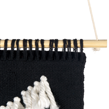 Handwoven Tassel Wall Hanging Geometric Decor Black White