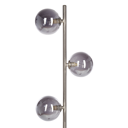 Floor Lamp Silver Glass 3 Round Smoked Shades