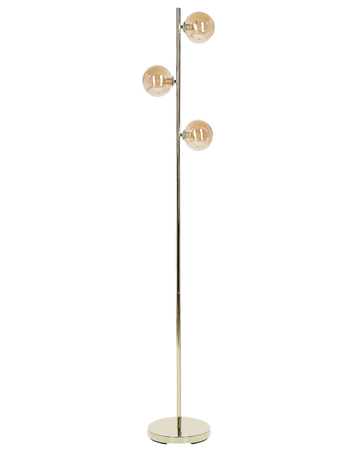 Floor Lamp Gold Steel Glass 3 Round Smoked Shades Modern Glam Living Room Lighting