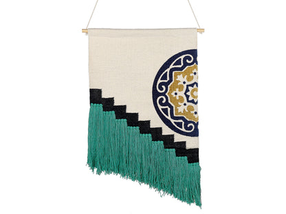 Multicolour Handwoven Cotton Wall Hanging With Tassels