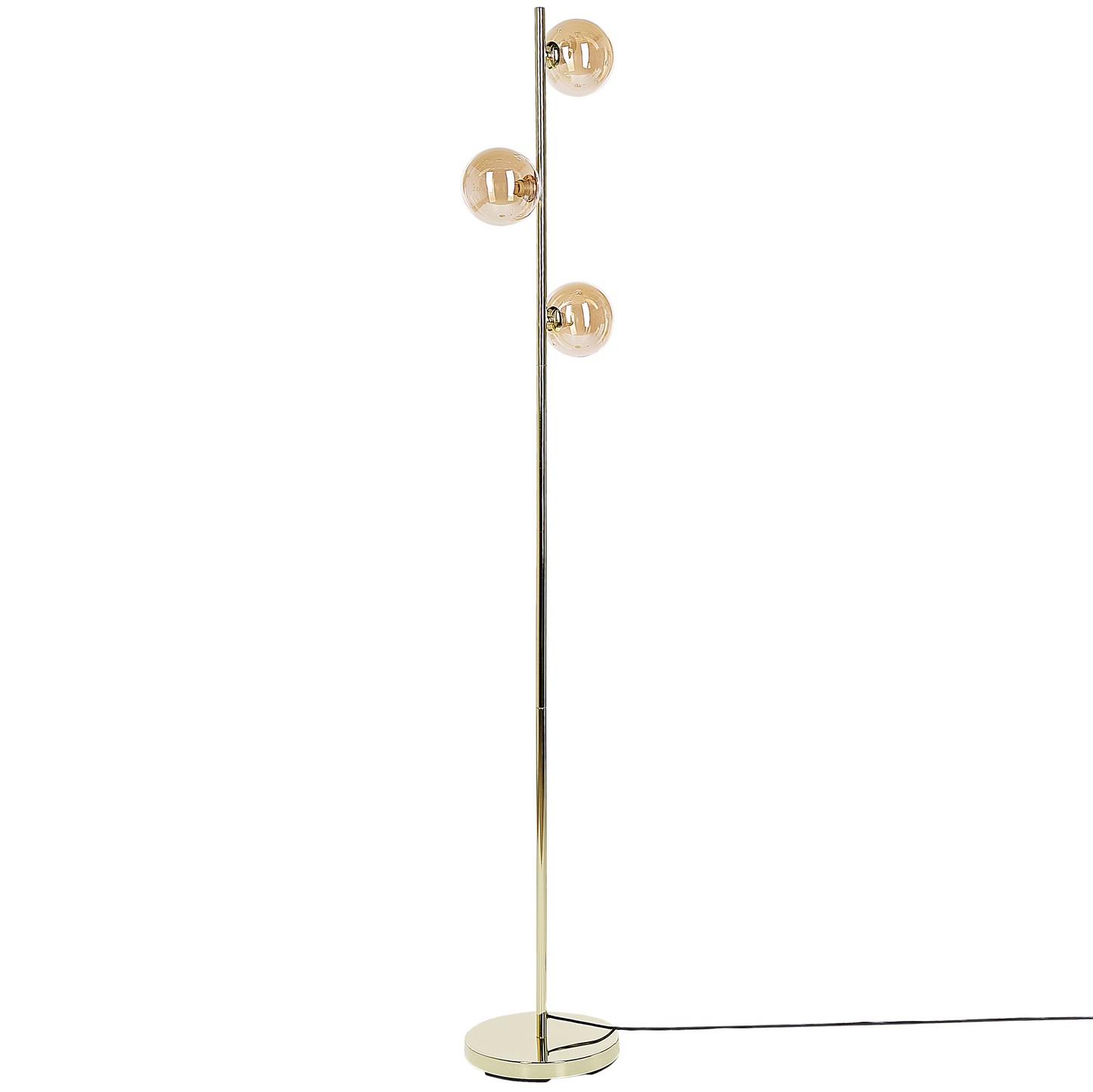 Floor Lamp Gold Steel Glass 3 Round Smoked Shades Modern Glam Living Room Lighting