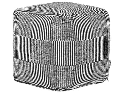 Pouffe Black White Striped Cotton With EPS Beads 40 x 40 x 40cm