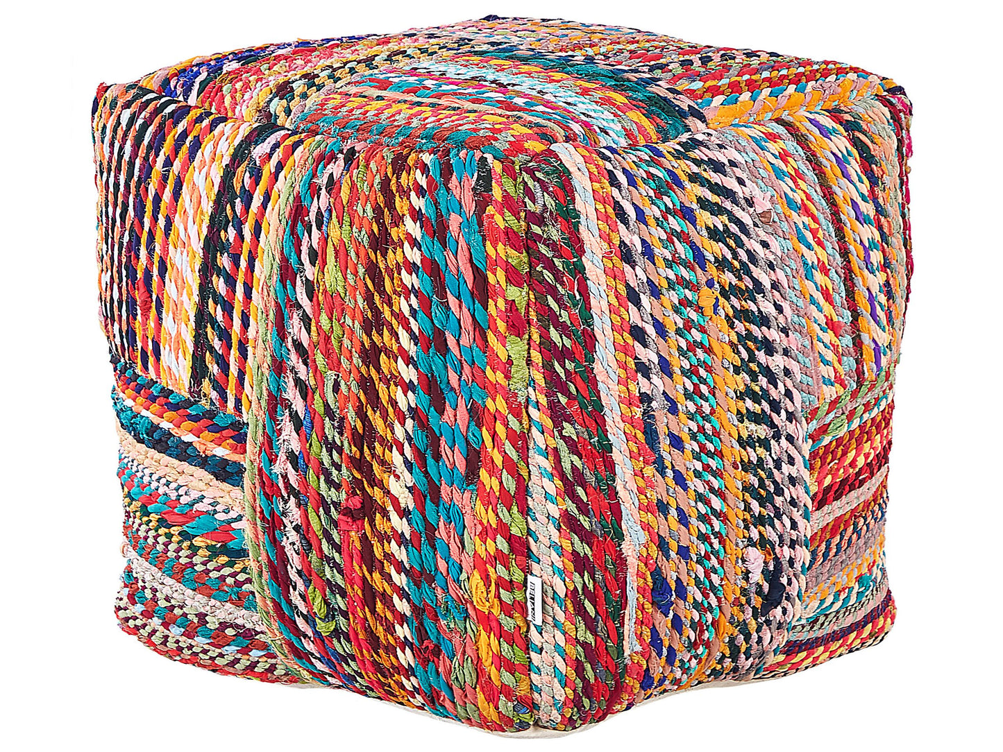 Pouffe Multicolour Cotton EPS Beads 40 x 40 x 40cm Handmade Recycled Square Ottoman Boho