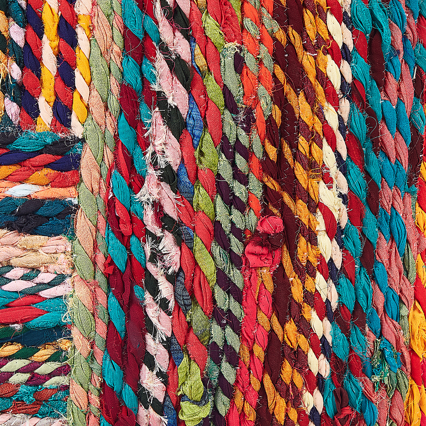 Pouffe Multicolour Cotton EPS Beads 40 x 40 x 40cm Handmade Recycled Square Ottoman Boho