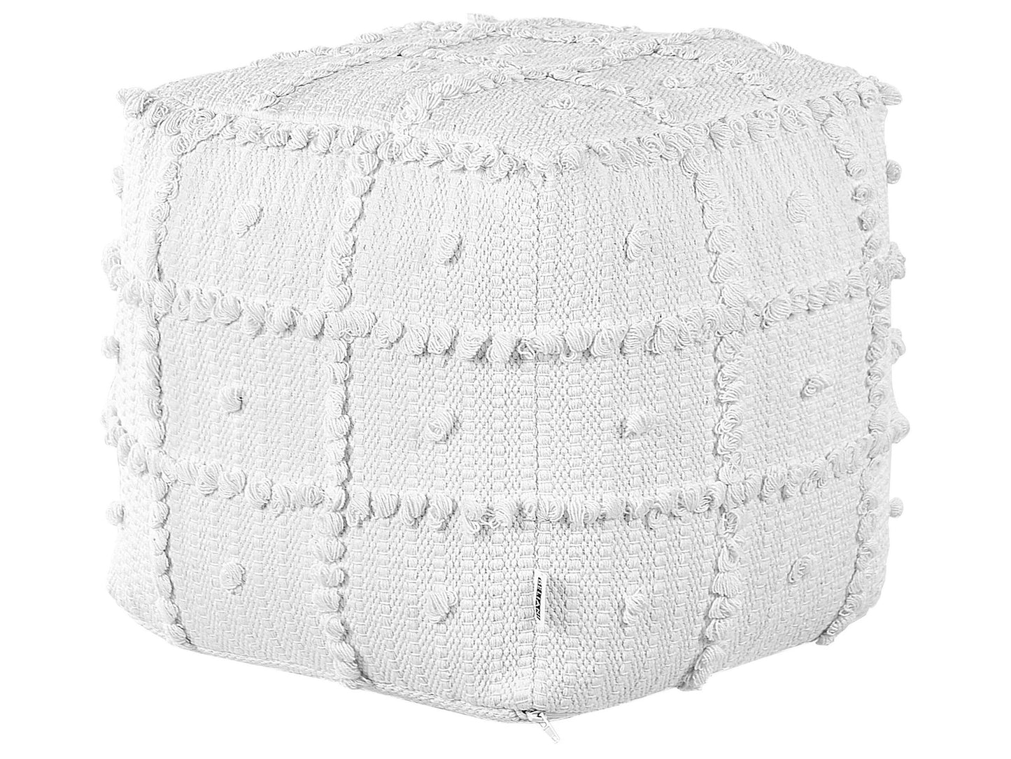 Nest Loom Pouffe White Cotton Beads 40 x 40 x 40cm Pattern Boho
