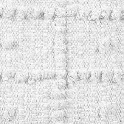 Nest Loom Pouffe White Cotton Beads 40 x 40 x 40cm Pattern Boho