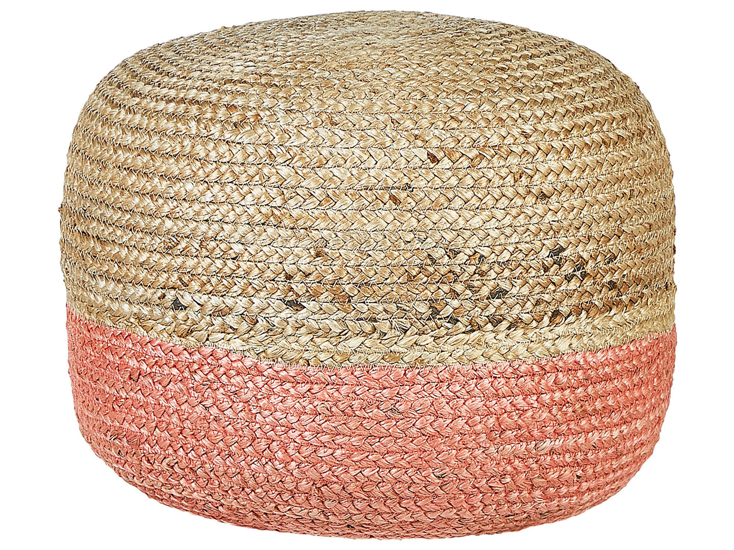 Pink Jute Pouffe EPS Beads 50 x 50 x 35cm Round Ottoman