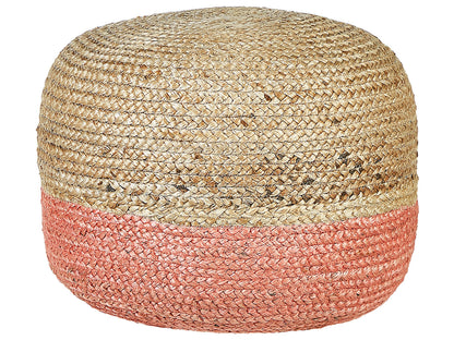 Pink Jute Pouffe EPS Beads 50 x 50 x 35cm Round Ottoman