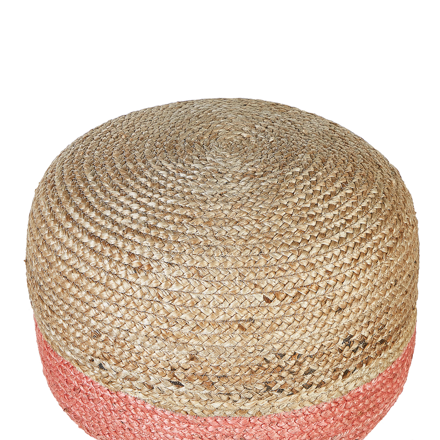 Pink Jute Pouffe EPS Beads 50 x 50 x 35cm Round Ottoman