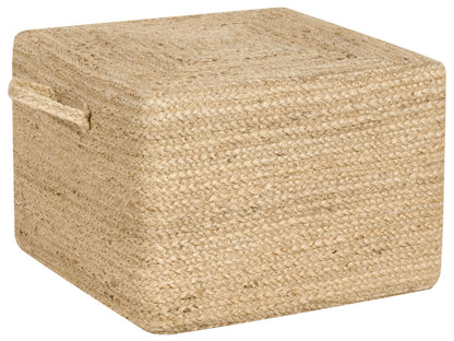 Pouffe Brown Jute EPS Beads With Handles 45 x 45 x 30cm