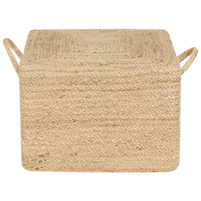 Pouffe Brown Jute EPS Beads With Handles 45 x 45 x 30cm