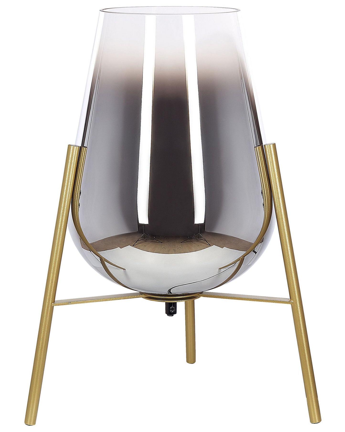 Table Lamp Gold Steel Glass Shade Modern Glam Night Light