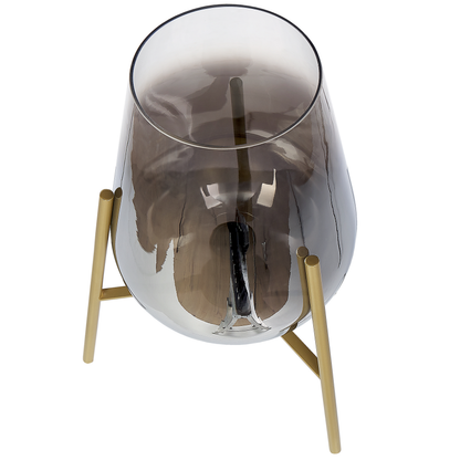 Table Lamp Gold Steel Glass Shade Modern Glam Night Light