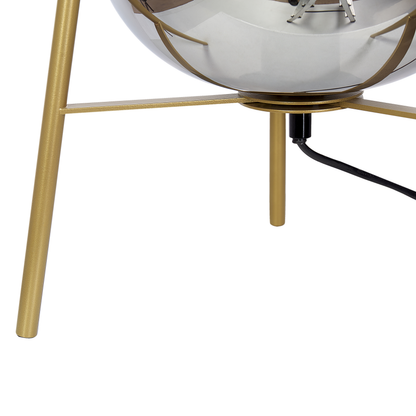 Table Lamp Gold Steel Glass Shade Modern Glam Night Light