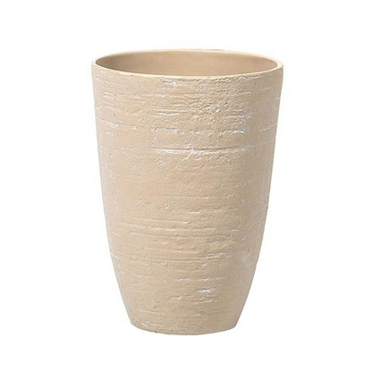 Beige Stone Plant Pot Set of 2 Tall Indoor Outdoor Planters