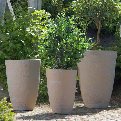 Plant Pots Beige Stone Polyresin 43 x 43 x 60cm Indoor Outdoor