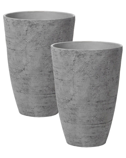 Greystone Plant Pot Tall Grey Stone 43 x 43 x 60cm Indoor Outdoor