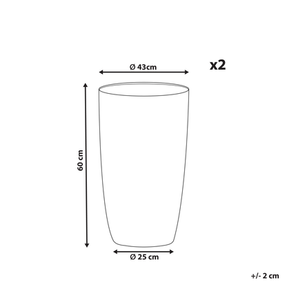 Greystone Plant Pot Tall Grey Stone 43 x 43 x 60cm Indoor Outdoor