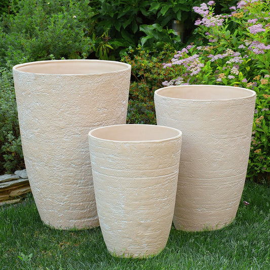 Everstone Tall Beige Fibreglass Planter 43 x 43 x 60cm Indoor Outdoor
