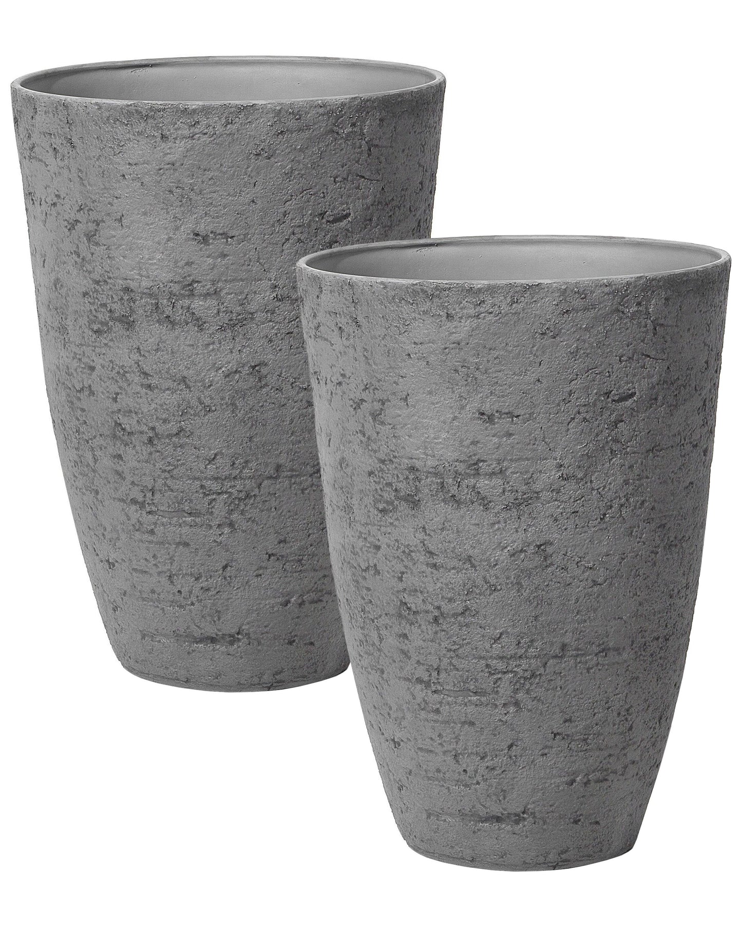 Grfey Grey Stone Plant Pots Tall 51 x 51 x 71cm Indoor Outdoor Weatherproof Fibreglass