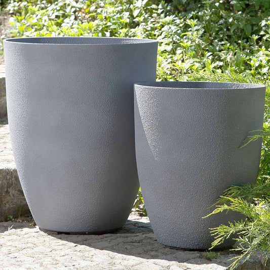 Grey Stone Polyresin Indoor Outdoor Planter Set Of 2 43 x 52