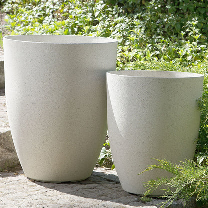 Off White Plant Pot Set Of 2 43 x 52 Polyresin Indoor Outdoor Planters Bundle