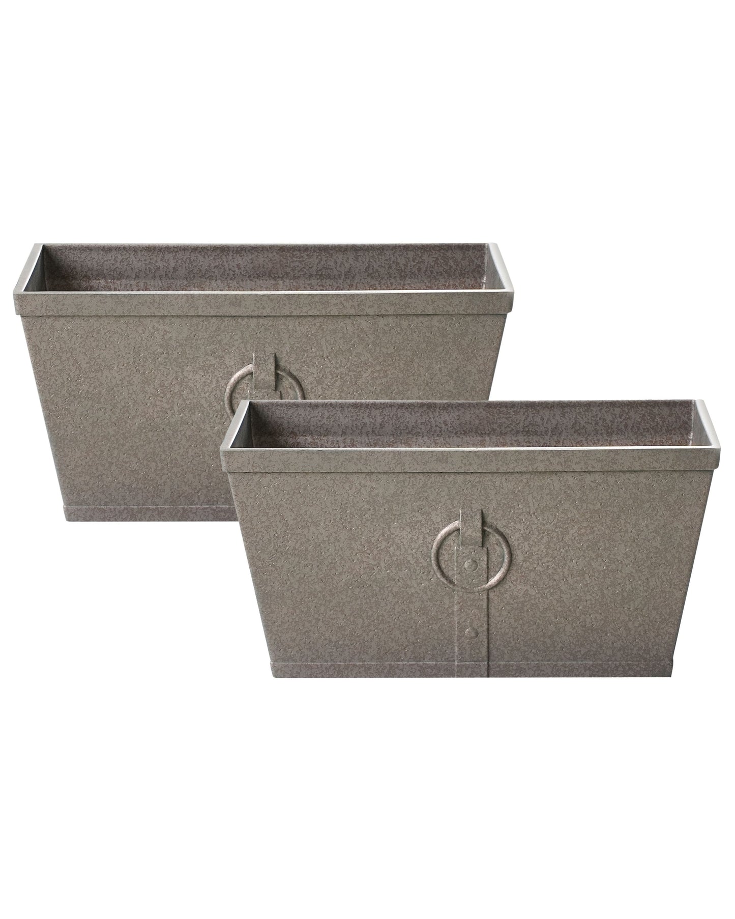 Grey Fibre Clay Planters Set Of 2 Rectangular 60 x 30cm All Weather Indoor Outdoor