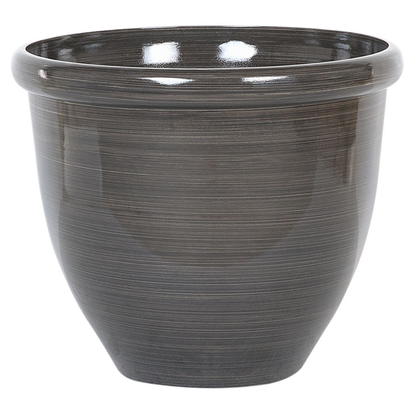 Set Of 2 Brown Polyresin Planters 44cm High Gloss