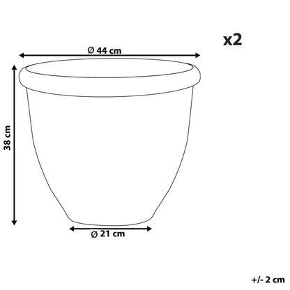 Set Of 2 Brown Polyresin Planters 44cm High Gloss
