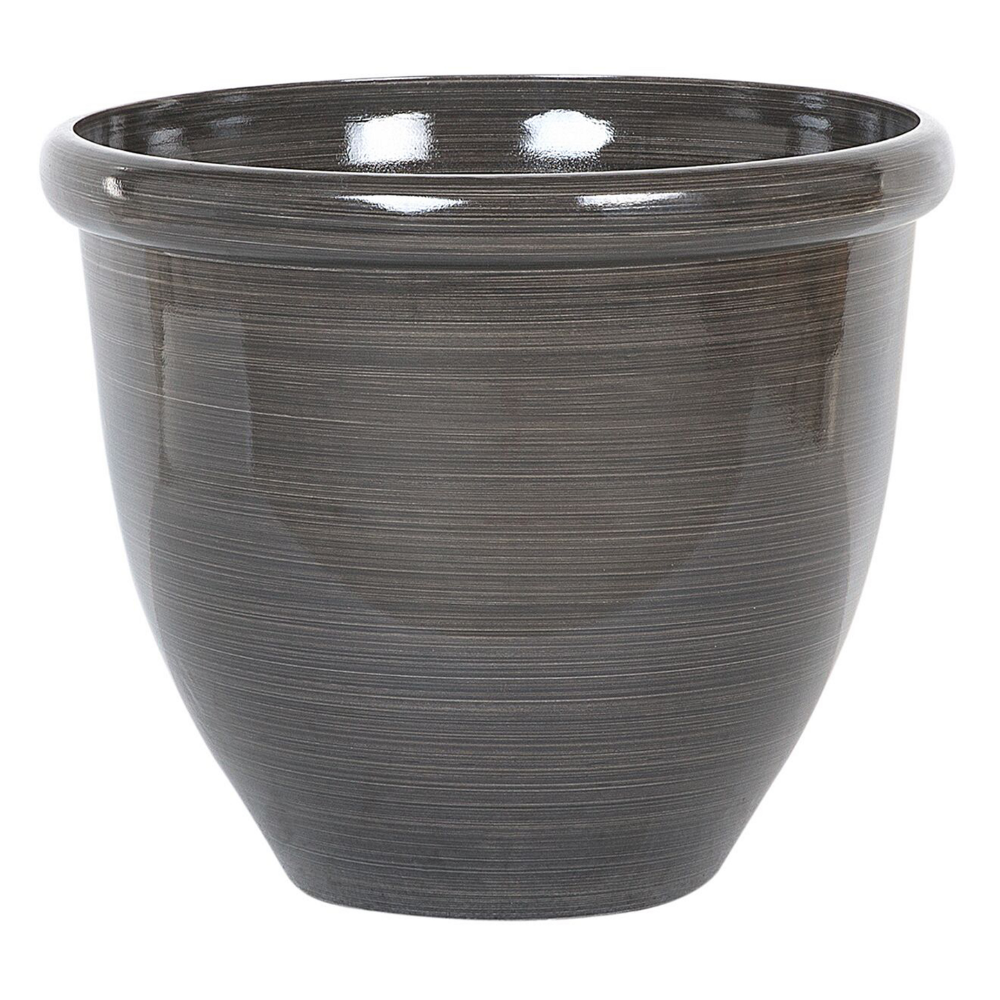 Brown Polyresin Round Plant Pots Set 2 40cm