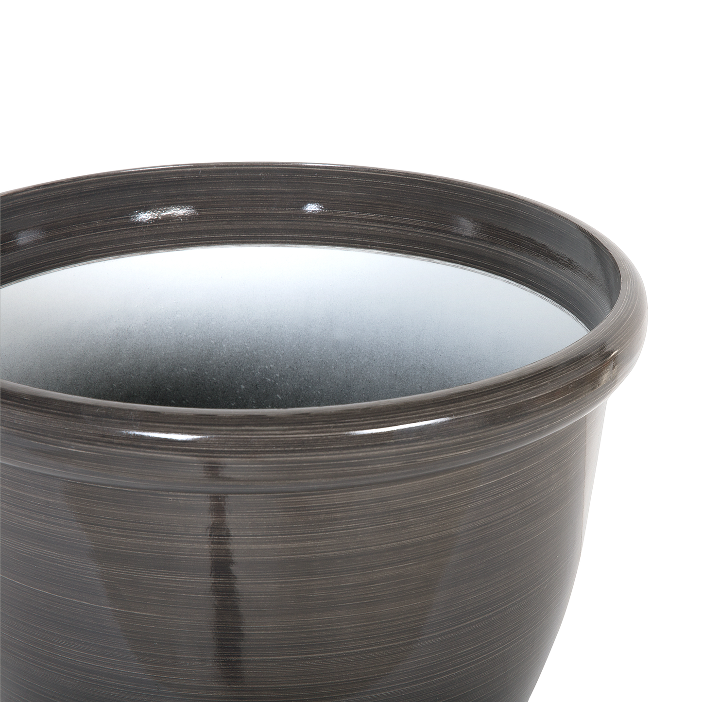 Brown Polyresin Round Plant Pots Set 2 40cm