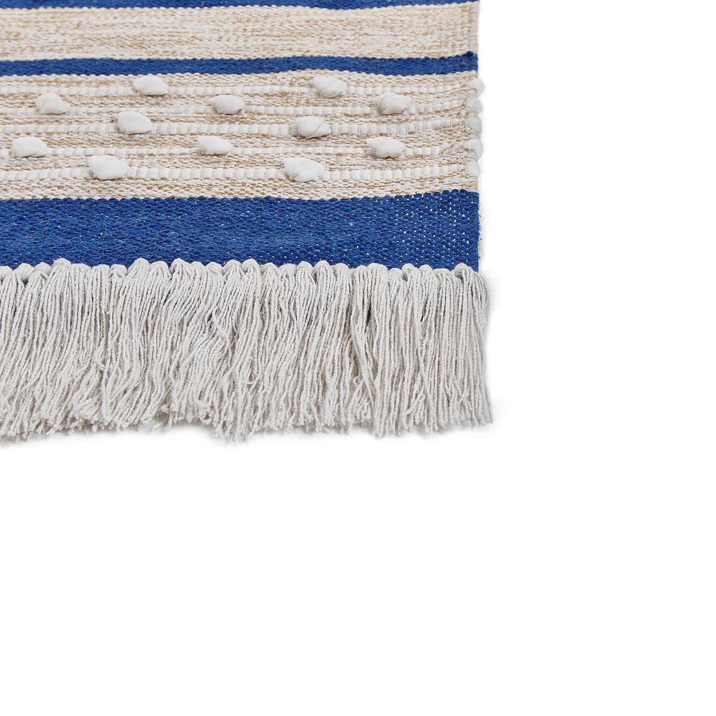 Navy Beige Cotton Handwoven Area Rug 80 x 150cm Modern Design