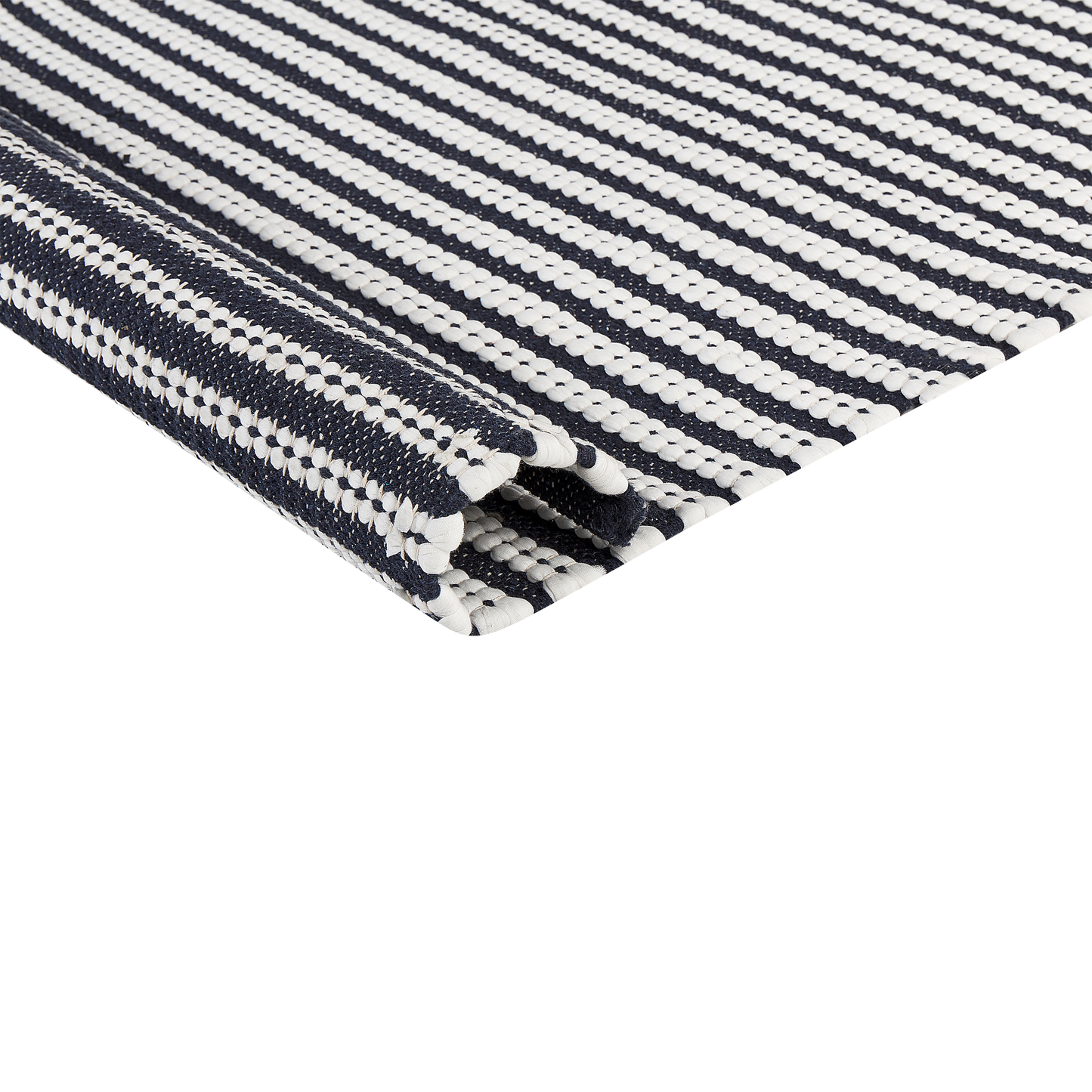 Area Rug White And Blue Cotton 80 X 150cm Rectangular Hand Woven Modern Design For Living Room