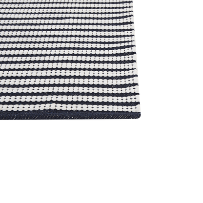 Area Rug White And Blue Cotton 80 X 150cm Rectangular Hand Woven Modern Design For Living Room