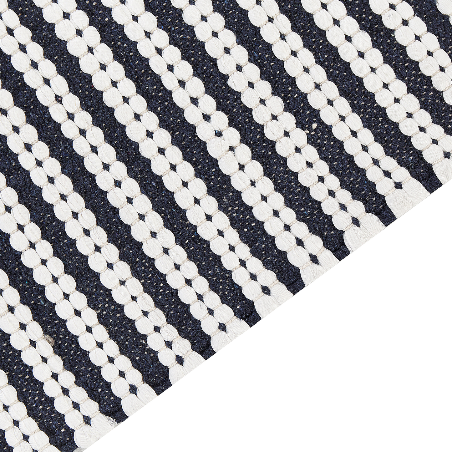 Area Rug White And Blue Cotton 80 X 150cm Rectangular Hand Woven Modern Design For Living Room