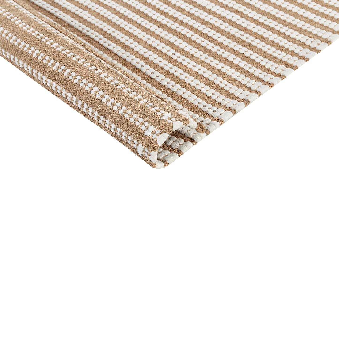 Loom and Leaf Cotton Area Rug 80 x 150cm Hand Woven White Brown Modern