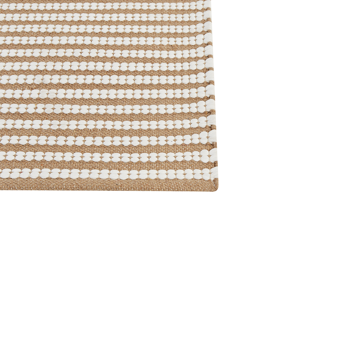 Loom and Leaf Cotton Area Rug 80 x 150cm Hand Woven White Brown Modern
