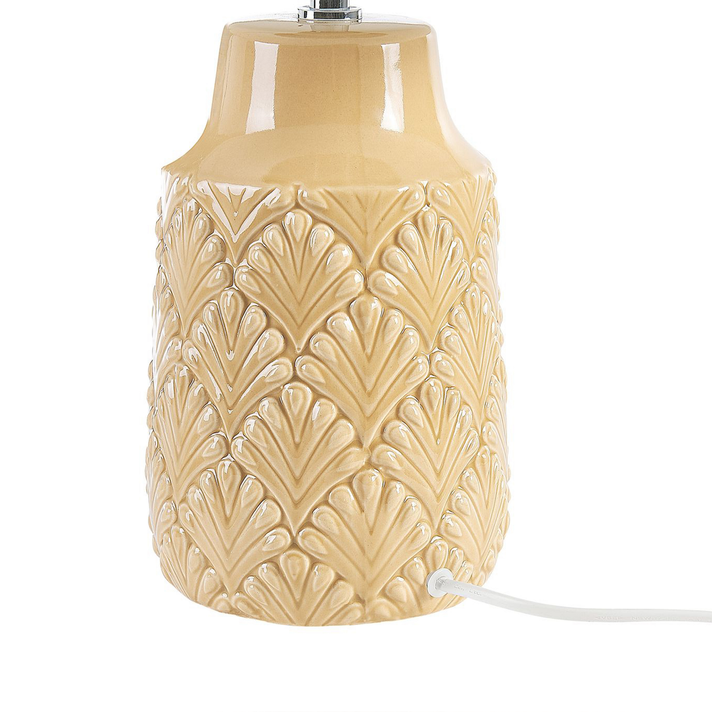 Table Lamp Yellow Ceramic Glossy Base, Linen Shade