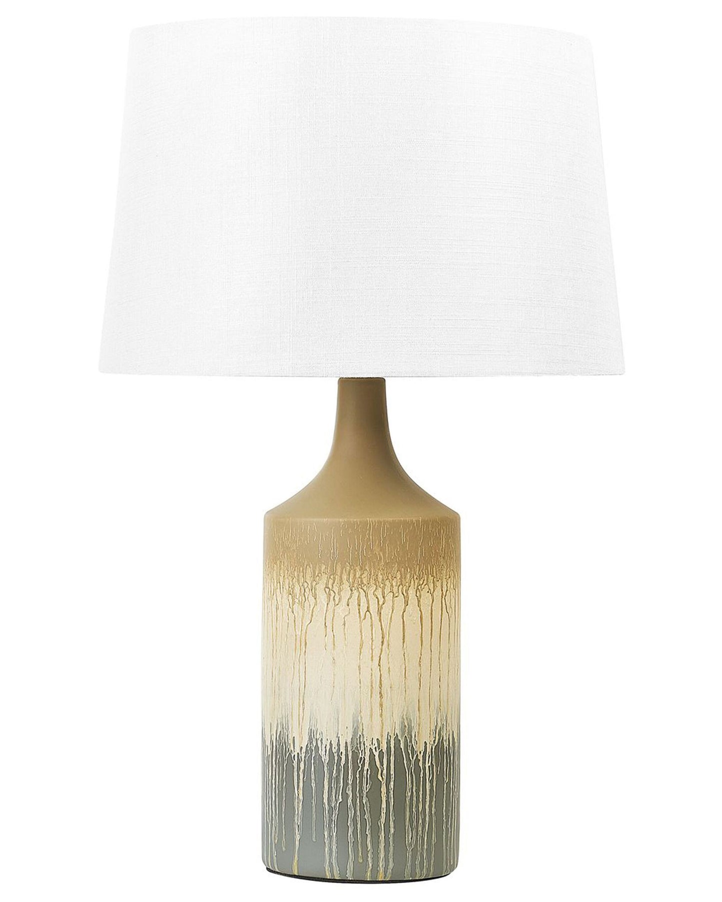 Table Lamp Beige Grey Ceramic Base Fabric Shade