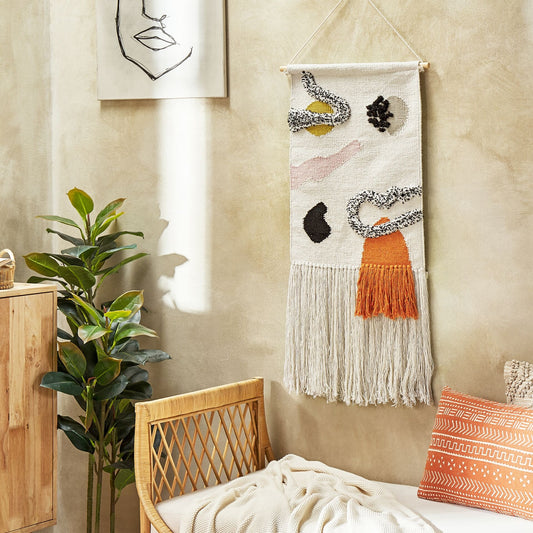 Wall Hanging 44 x 123cm Handwoven Multicolour Cotton Polyester Tassels Geometric Decor